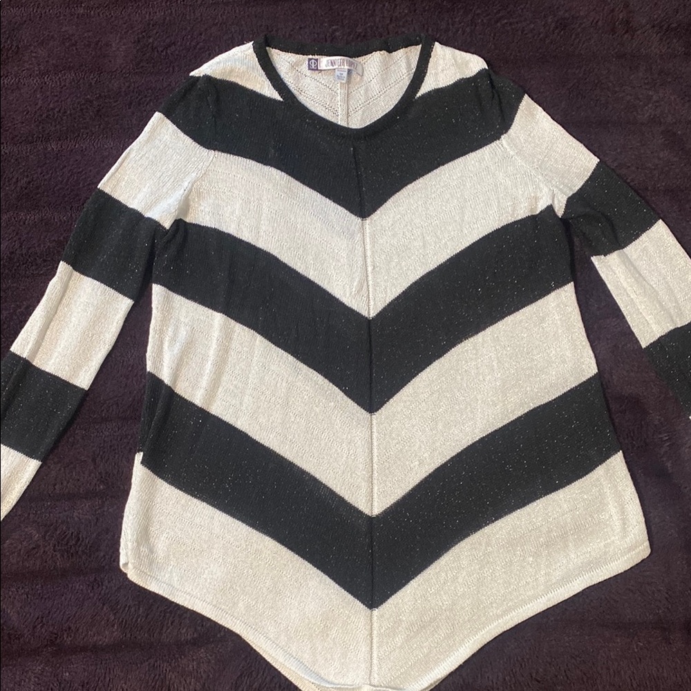 Black and White Striped Long Sleeve Top